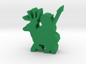 Game Piece, Deer Rider With Spear in Green Processed Versatile Plastic