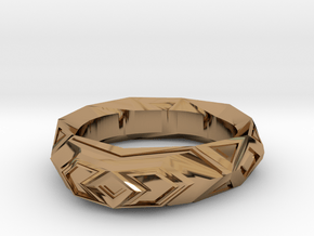 Fractal polygon ring (size 8.5 default) in Polished Brass