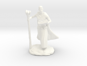 Male Elf Wizard With Spellbook And Staff in White Processed Versatile Plastic