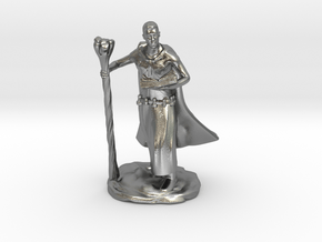 Male Elf Wizard With Spellbook And Staff in Natural Silver