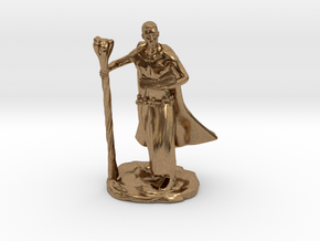 Male Elf Wizard With Spellbook And Staff in Natural Brass