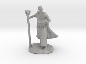 Male Elf Wizard With Spellbook And Staff in Aluminum