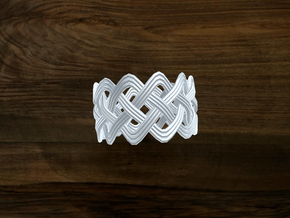 Turk's Head Knot Ring 4 Part X 12 Bight - Size 14. in White Natural Versatile Plastic