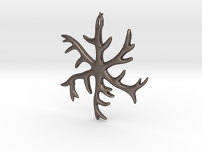 Antler Pendant 2 inches in Polished Bronzed Silver Steel