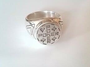 Chevalière-Signet Ring Poker in Polished Silver: 10.5 / 62.75