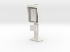 1:10 scale phone booth in White Natural Versatile Plastic