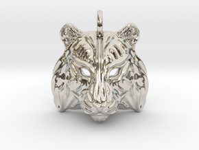 Tiger Small Pendant in Rhodium Plated Brass