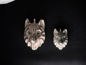 Timber Wolf Small Pendant in Polished Bronzed Silver Steel