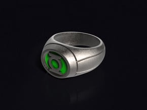 Green Lantern Ring in Polished Bronzed Silver Steel