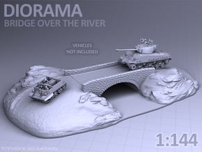 Diorama - Bridge over the river in White Natural Versatile Plastic