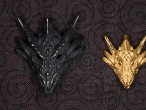 Umbral Dragon Small Pendant in Polished Gold Steel