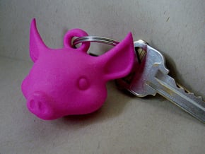 Pig key chain in Blue Processed Versatile Plastic