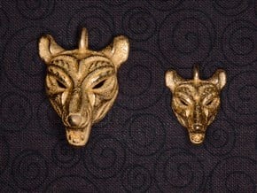 Thylacine (tasmanian tiger) Small Pendant in Polished Bronzed Silver Steel