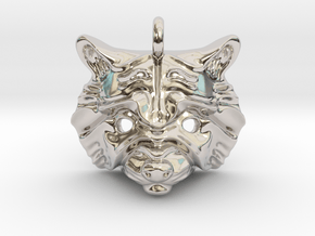 Raccoon Pendant in Rhodium Plated Brass