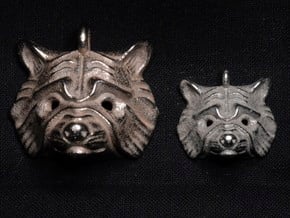 Raccoon Small Pendant in Polished Bronzed Silver Steel