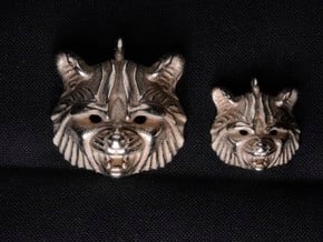 Raccoon (angry) Small Pendant in Polished Bronzed Silver Steel