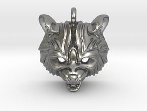 Raccoon (angry) Small Pendant in Natural Silver