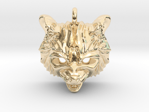 Raccoon (angry) Small Pendant in 14K Yellow Gold