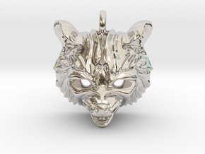 Raccoon (angry) Small Pendant in Platinum