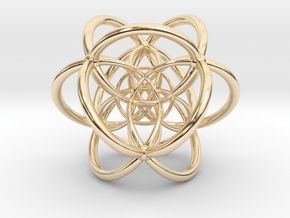 0502 Stereographic Polychora - 24 Cell in 14k Gold Plated Brass