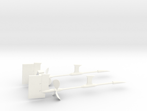 1/72 Props SET Supports And Rudders in White Processed Versatile Plastic