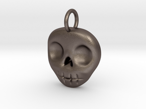 Skull Necklace/Earring pendant in Polished Bronzed Silver Steel