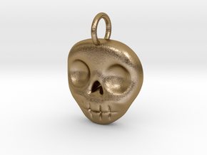 Skull Necklace/Earring pendant in Polished Gold Steel