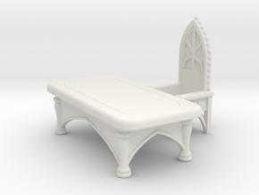 Gothic Desk with Chair. Set 1 in White Natural Versatile Plastic