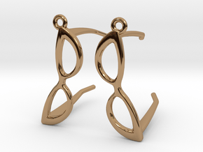 Cateye Glasses Earrings - 3D in Polished Brass