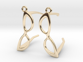 Cateye Glasses Earrings - 3D in 14k Gold Plated Brass