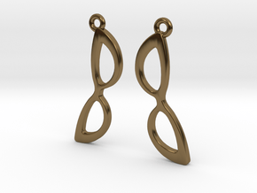 Cateye Glasses Earrings in Polished Bronze