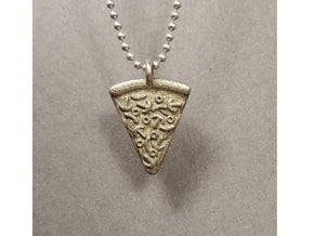 Pizza Pendant in Polished Bronzed Silver Steel