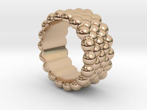 Bubbles Round Ring 21 – Italian Size 21 in 14k Rose Gold Plated Brass