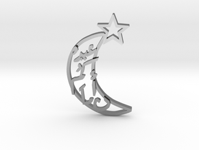 Crescent- pendant in Polished Silver