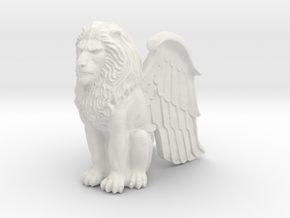 Winged Lion 25mm in White Natural Versatile Plastic