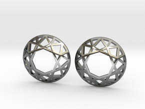 Diamond Wireframe Top Earrings in Polished Silver