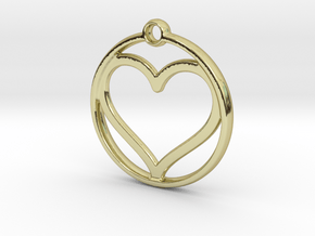 heart in circle in 18k Gold Plated Brass