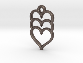 Hearts x 3 in Polished Bronzed Silver Steel