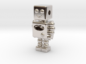 Robot Pendant in Rhodium Plated Brass