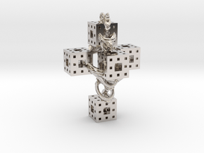 Crucifixum Fractalum Mathematicae - Argentum Unum in Rhodium Plated Brass