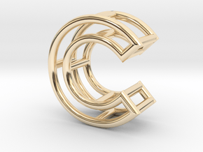 C in 14k Gold Plated Brass