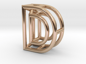 D in 14k Rose Gold Plated Brass