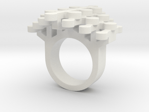 Geo Stamens ring size 5 in White Natural Versatile Plastic