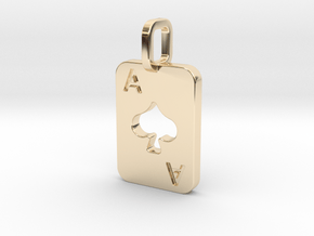 Ace of Spades Card in 14K Yellow Gold