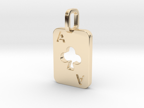 Ace of Clubs Card in 14K Yellow Gold