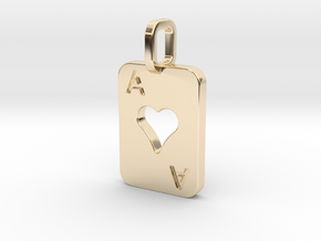 Ace of Hearts Card in 14K Yellow Gold