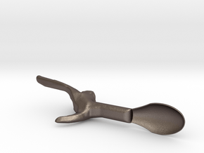 Right Hand Large Spoon in Polished Bronzed Silver Steel