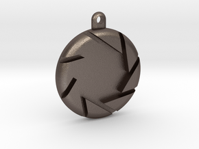 Aperture Pendant in Polished Bronzed Silver Steel