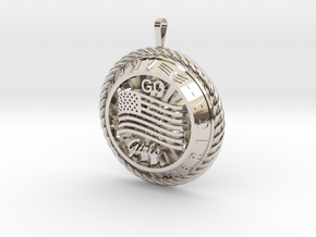 America Medalion Go Girls in Rhodium Plated Brass