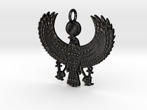 Horus Falcon Pendant in Matte Black Steel